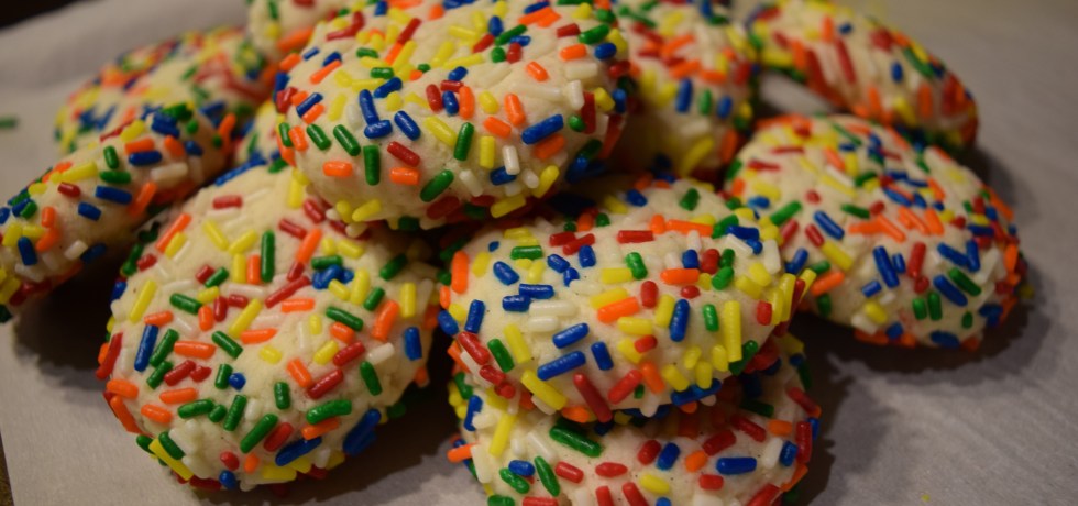 Sprinkle covered sugar cookies