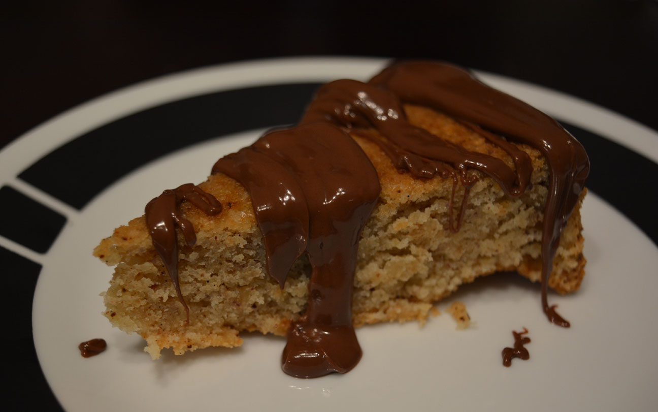 brown butter hazelnut cake with Nutella glaze