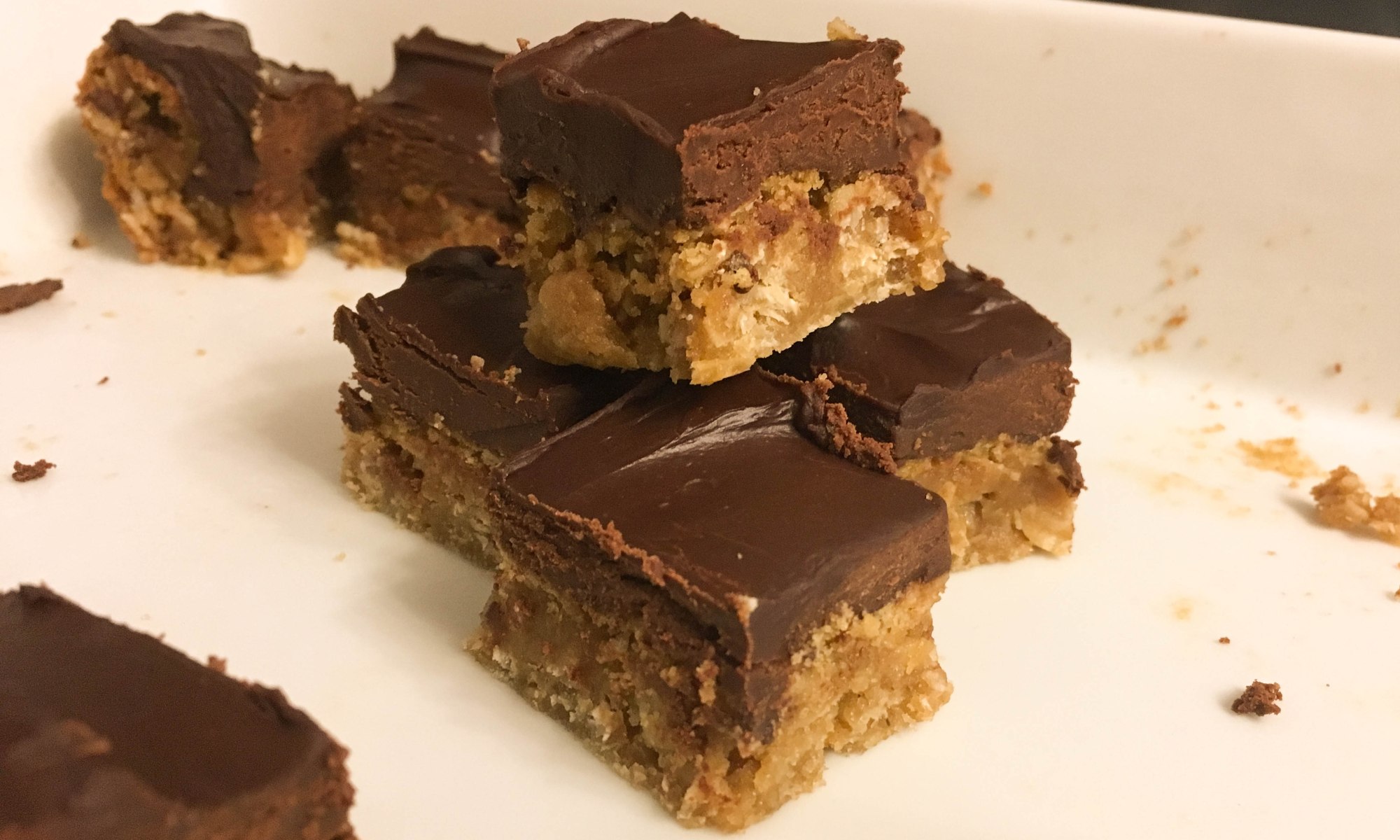 Oatmeal Peanut Butter Bar Cookies with Chocolate Ganache