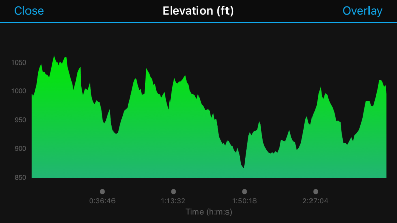 Elevation chart for the Hotlanta Half Marathon