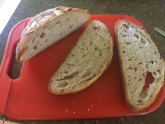 first sourdough boule slices